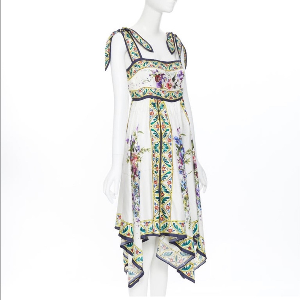 Summer! Dolce & Gabbana Floral Vase Handkerchief Dress Size IT42 Excellent Cond